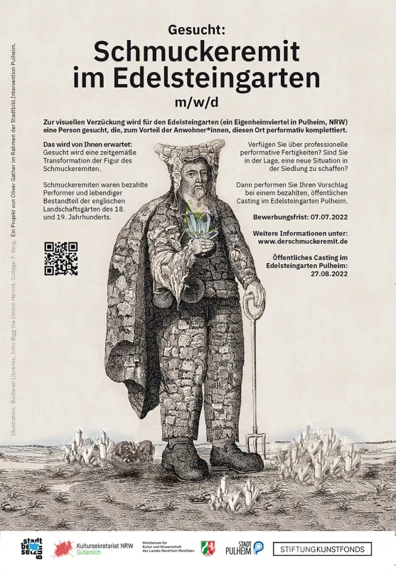 Stellenanzeige für den Schmuckeremiten, die den englischen Stellengesuchen aus dem 18. Jh. folgt. (© Bodleian Libraries, John Bigg the Dinton Hermit. Collage: Frauke Berg)
