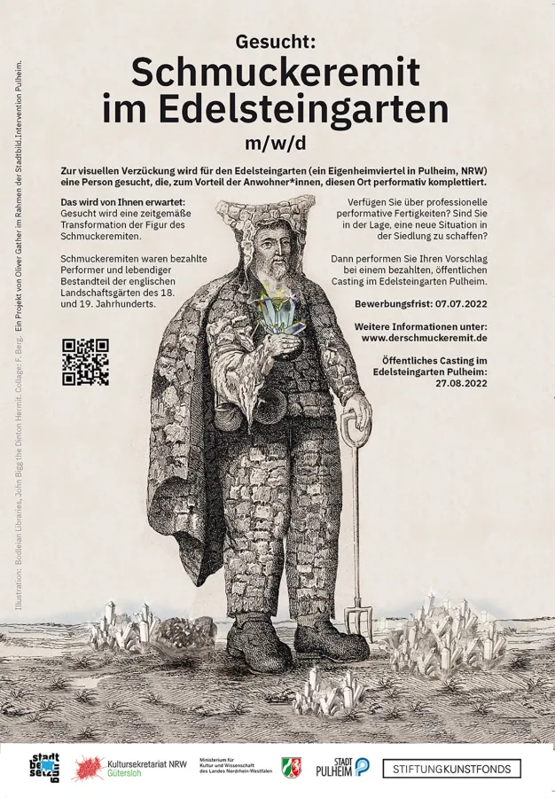  Stellenanzeige für den Schmuckeremiten, die den englischen Stellengesuchen aus dem 18. Jh. folgt. (© Bodleian Libraries, John Bigg the Dinton Hermit. Collage: Frauke Berg)