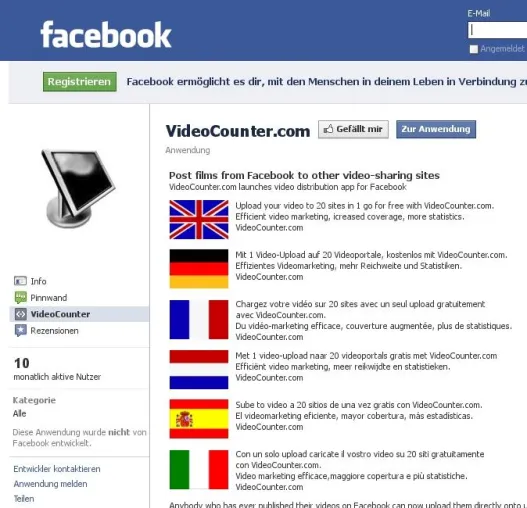 Bild: Von Facebook aus Filme auf anderen Videoportalen veröffentlichen