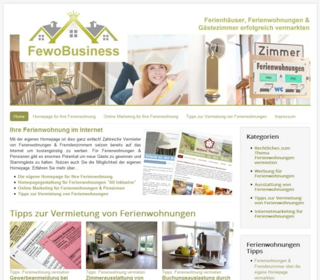 Online-Ratgeber mit zahlreichen Tipps für Vermieter von Ferienwohnungen