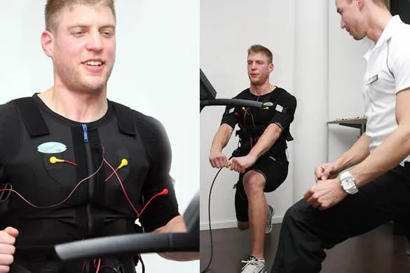 Bild: Basketballprofi testet EMS Training in Söflingen
