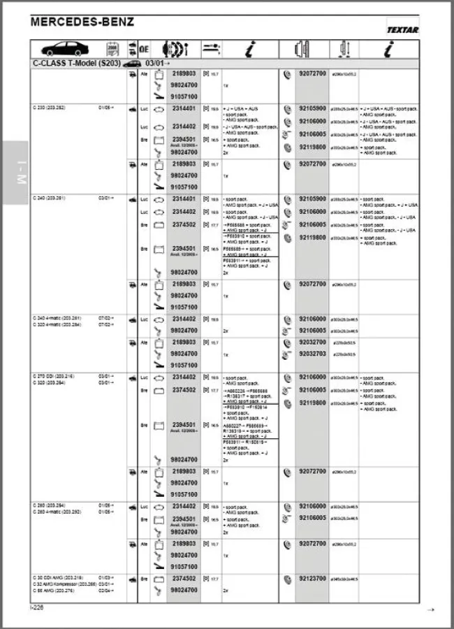 Vollautomatisch generierte Katalogseite des TEXTAR-Kataloges von TMD-Friction