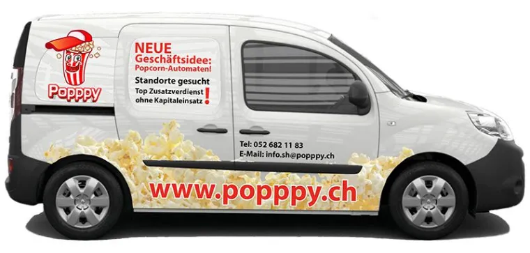 Popppy of Switzerland AG präsentiert die neue Geschäftsidee mit frischem Popcorn aus dem Automaten. Bild: Popppy of Switzerland AG präsentiert die neue Geschäftsidee mit frischem Popcorn aus dem Automaten.