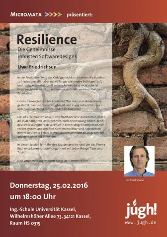 Bild: Terminhinweis der JUGH: Resilience - Die Geheimnisse robusten Softwaredesigns