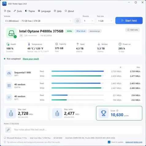 SSD-Tester App: Neue SSD-Benchmark Software Bild: SSD-Tester App: Neue SSD-Benchmark Software