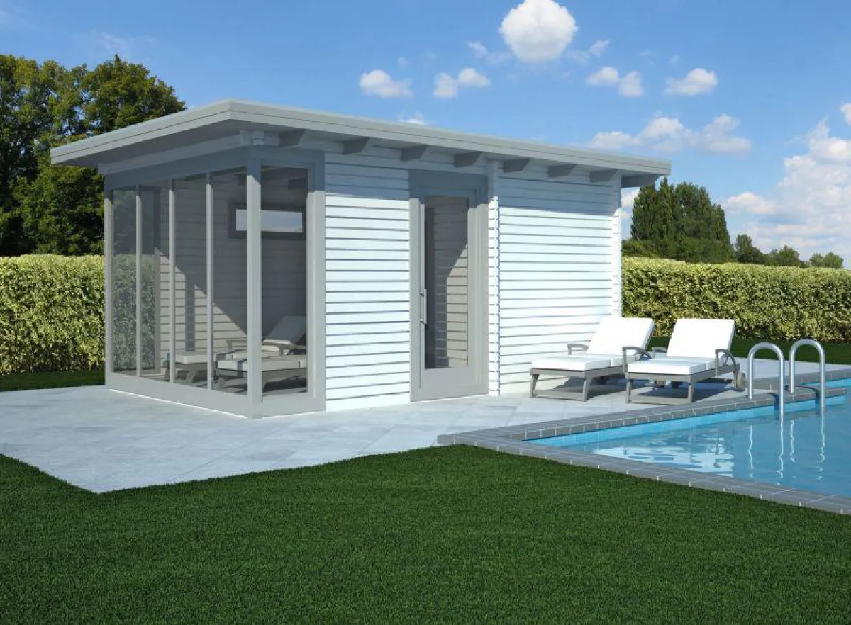 Die multifunktionalen, modernen Poolhäuser von Blockhaus Westerhoff sind Minimalismus in Perfektion.