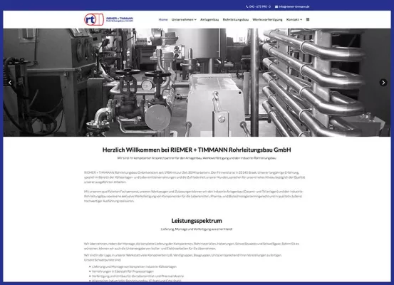 Bild: Webseite für die Firma Riemer + Timmann Rohrleitungsbau GmbH