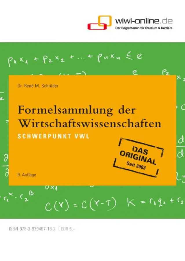 Cover der Auflage der VWL-Formelsammlung 2012