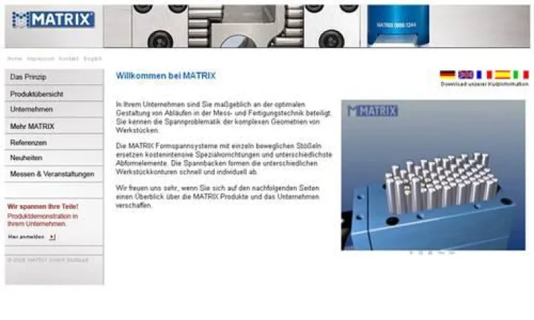 Bild: Matrix-innovation.com - passgenaue Webseite für hidden champion in der Industrie-Produktionstechnik