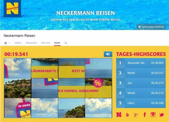 Bild: Weltpremiere: Video-Puzzle im YouTube-Kanal von Neckermann Reisen