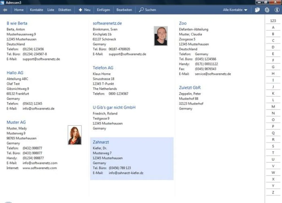 Softwarenetz Adressverwaltung 3