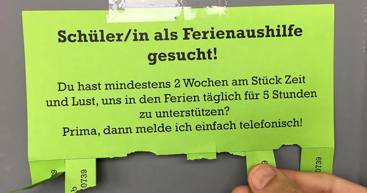 Klassischer Ferienjob-Aushang