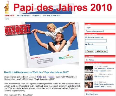 Bild: Fibie und Freunde sucht mit Nintendo und FUJIdirekt den ersten „Papi des Jahres“