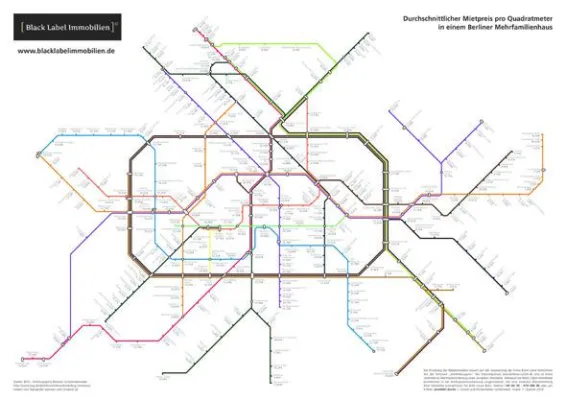 Die Mietpreiskarte von Black Label Immobilien zeigt deutlich: Berliner Mieten steigen unaufhaltsam weiter Bild: Die Mietpreiskarte von Black Label Immobilien zeigt deutlich: Berliner Mieten steigen unaufhaltsam weiter