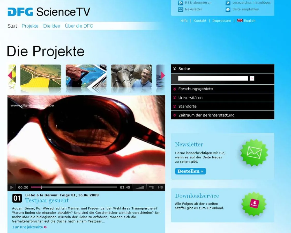 NEU: DFG Science TV jetzt mit Mediathek