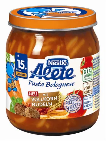 Gesunde Neuheit für kleine Pastafans - Nestlé Alete Spaghetti Bolognese erstmals mit Vollkornnudeln Bild: Gesunde Neuheit für kleine Pastafans - Nestlé Alete Spaghetti Bolognese erstmals mit Vollkornnudeln