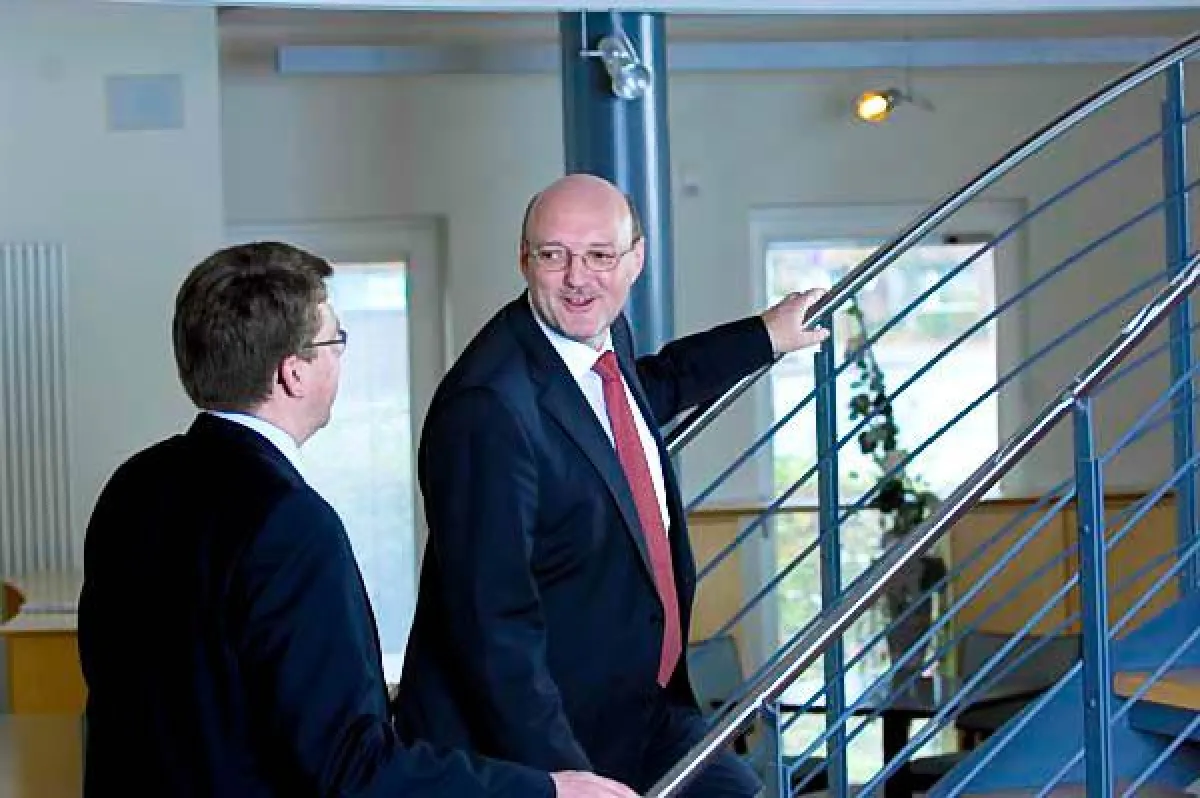 Im Gespräch: city-map-Vorstand Uwe Albecht (r.) und DFV-Geschäftsführer Torben Leif Brodersen.