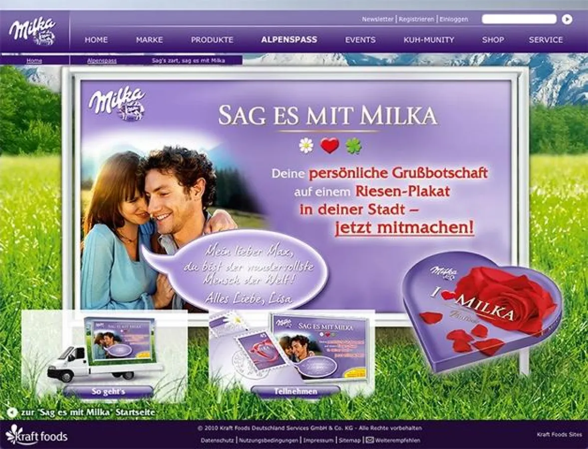 artundweise bringt Milka Pralinés Fans via Web auf Riesenplakate