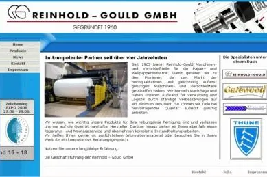 Bild: Neue Internetpräsenz der Reinhold-Gould GmbH - Strukturiertes Angebot an Ersatzteilen für Papiermaschinen