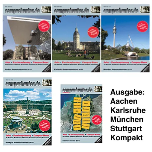 campushunter.de 5 Regionalausgaben als PDF Download mit aktuellen Stellenangeboten Bild: campushunter.de 5 Regionalausgaben als PDF Download mit aktuellen Stellenangeboten