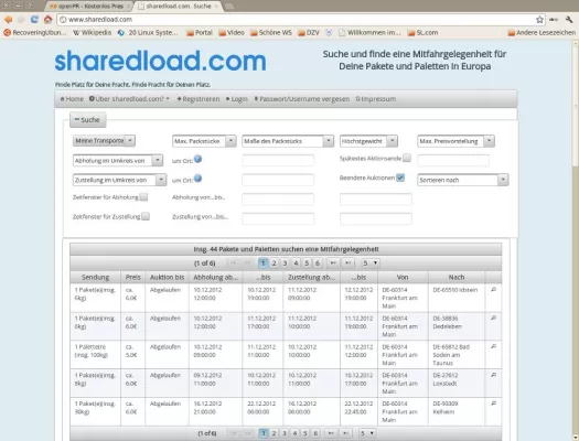 Bild: Sharedload.com - Mitfahrzentrale für Pakete und Paletten gestartet.