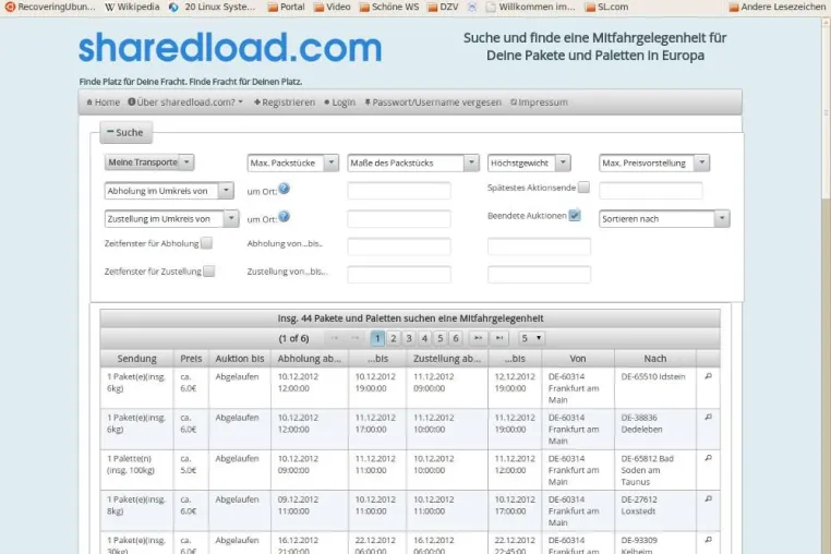 Bild: Sharedload.com - Mitfahrzentrale für Pakete und Paletten gestartet.