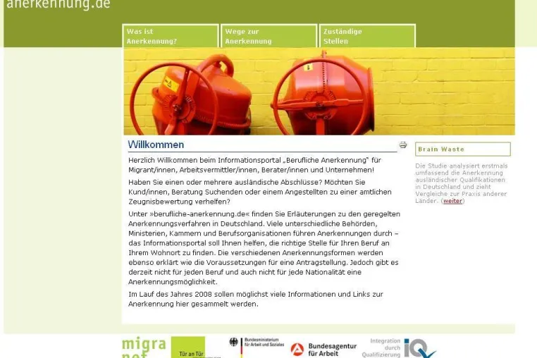 Neues Informationsportal im Internet - berufliche-anerkennung.de Bild: Neues Informationsportal im Internet - berufliche-anerkennung.de