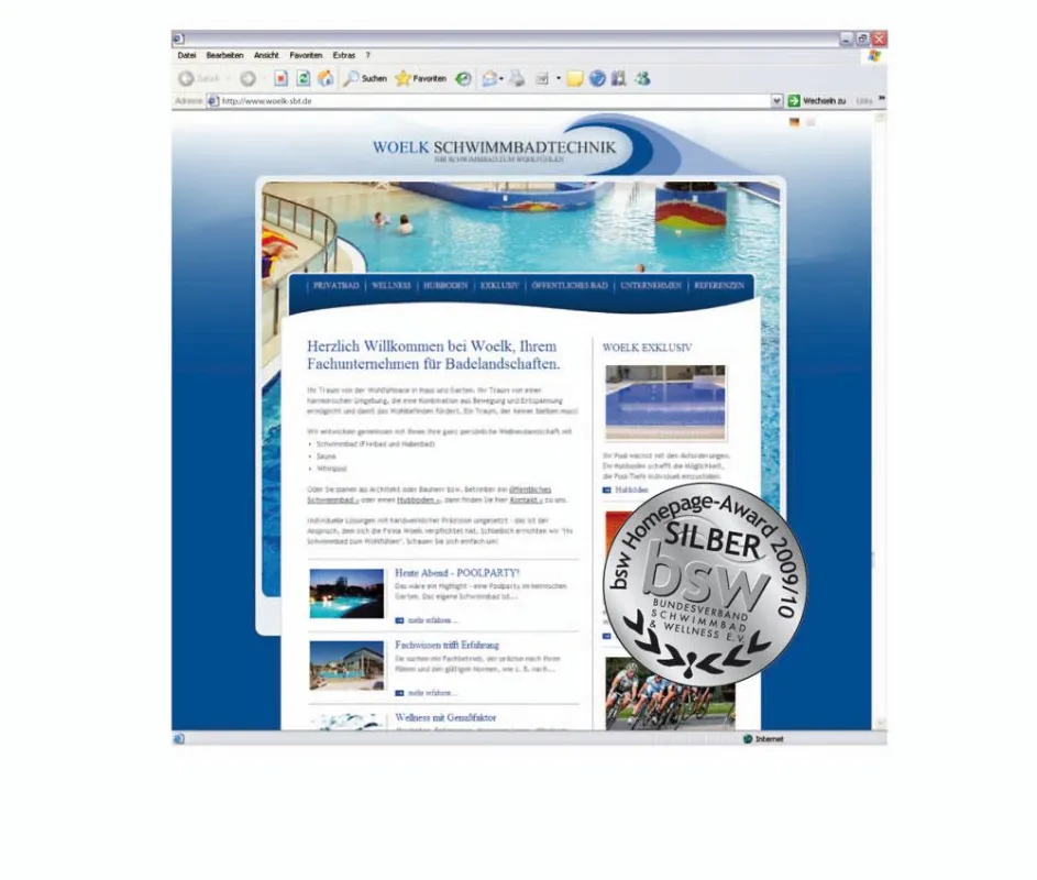 Woelk Homepage und der BSW - Award in Silber