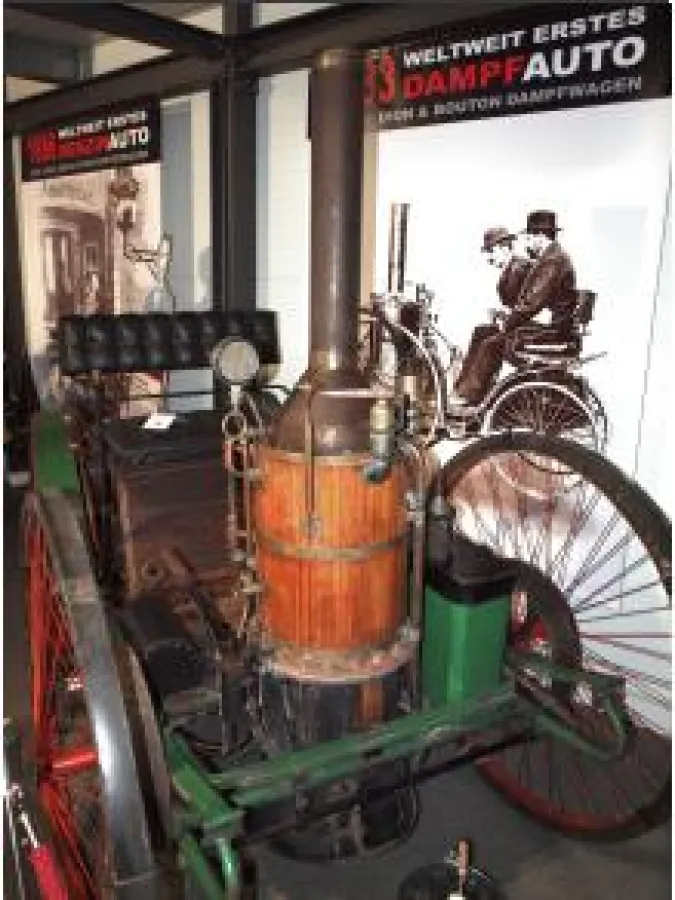 Längst ohne Dampf: Boutons 1.Dampfauto (1883) hätte heute schlechte Karten auf eine Fahrerlaubnis!