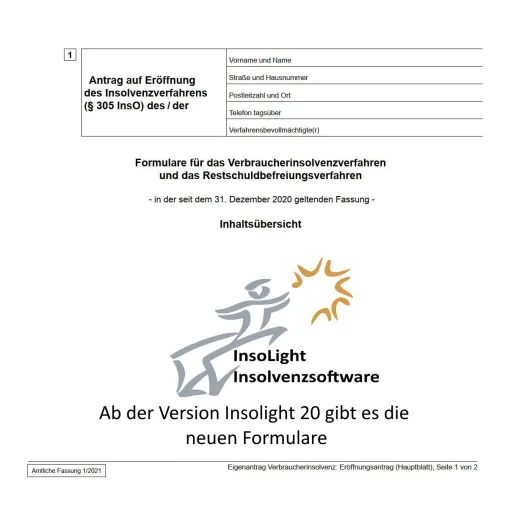 Bild: Formulare Verbraucherinsolvenz gültig ab 1.4.2020 in der Software InsoLight
