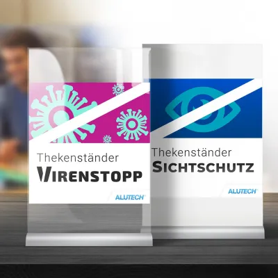 Bild: ALUTECH.de produziert mobile Thekenständer zum Schutz vor Viren und als Sichtschutz