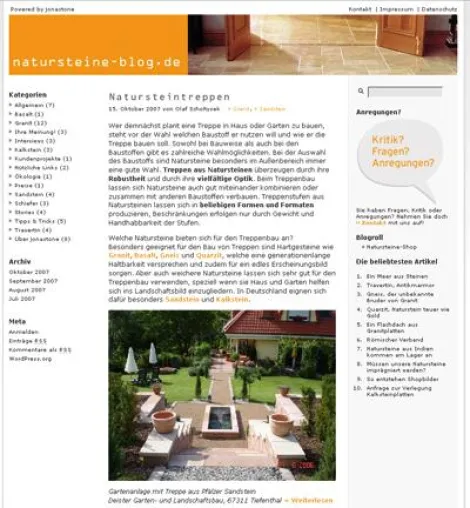 Erster Natursteine-Weblog geht online – mehr Service und Interaktivität Bild: Erster Natursteine-Weblog geht online – mehr Service und Interaktivität