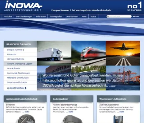 Bild: Neue Website der INOWA Abwassertechnologie online