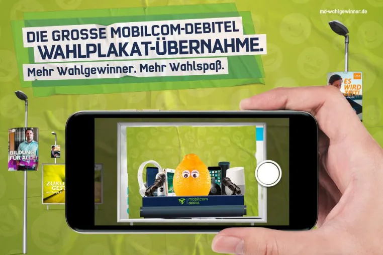 Bild: Digitaler Wahlspaß – mobilcom-debitel kapert 3,6 Millionen Wahlplakate