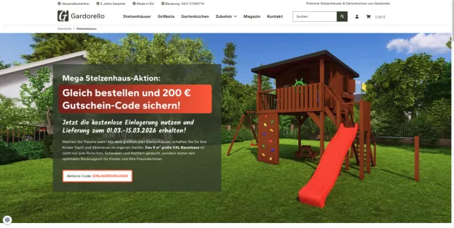 Bild: Stelzenhaus-Aktion bei GARDORELLO: Jetzt kaufen und kostenlos bis Frühjahr 2026 einlagern lassen 