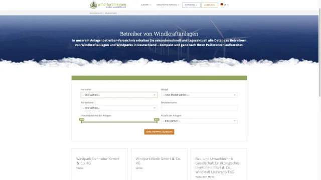 Windkraftanlagen-Betreiberverzeichnis geht online auf wind-turbine.com Bild: Windkraftanlagen-Betreiberverzeichnis geht online auf wind-turbine.com