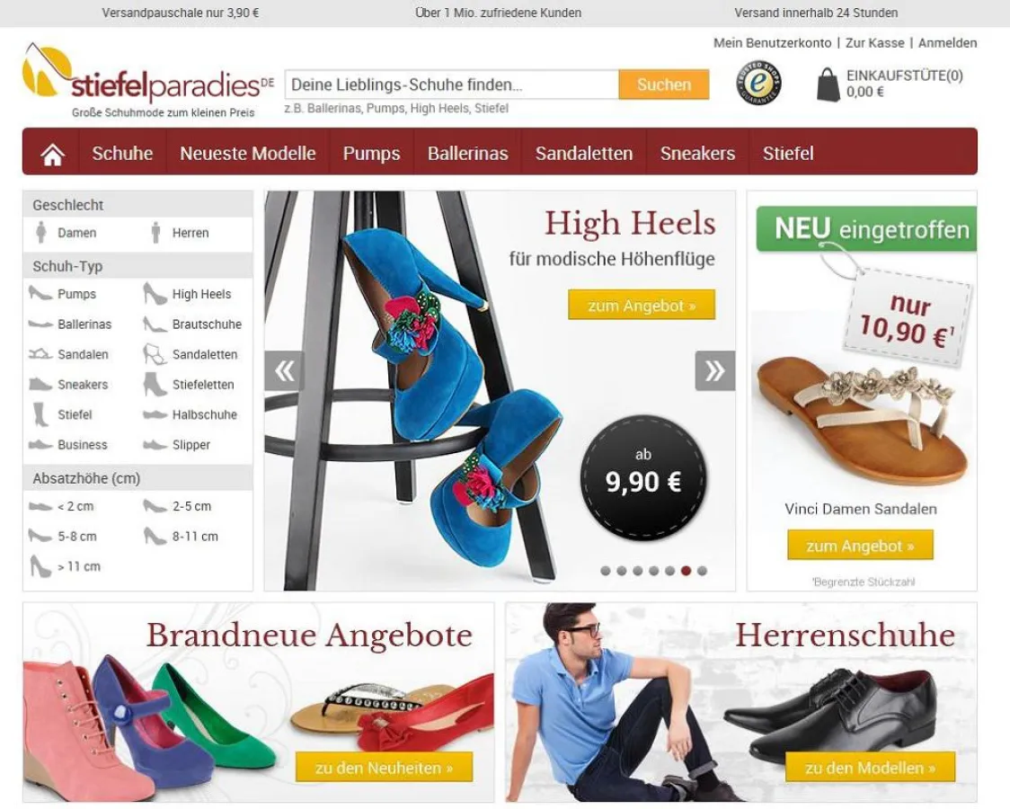 Viele neue Features und fit für das Web 2.0. - der neue Onlineshop stiefelparadies.de