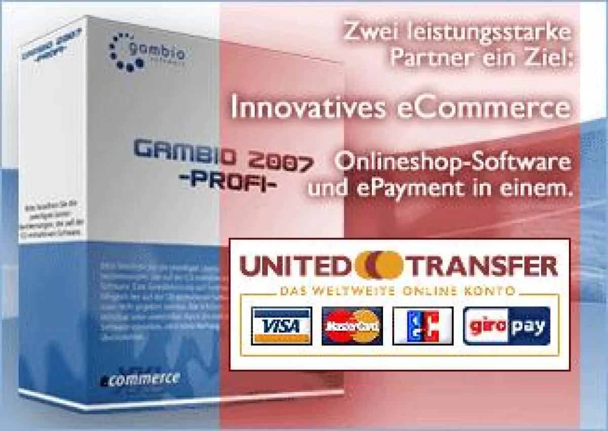 Gambio Onlineshop-Software und United Transfer ePayment - das neue Interface
