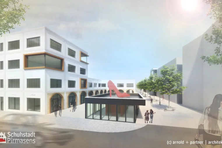 Bild: „Schuhstadt Pirmasens“; 3.000 m² großes Schuh-Fachmarktzentrum mit 40 verkaufsoffenen Sonntagen