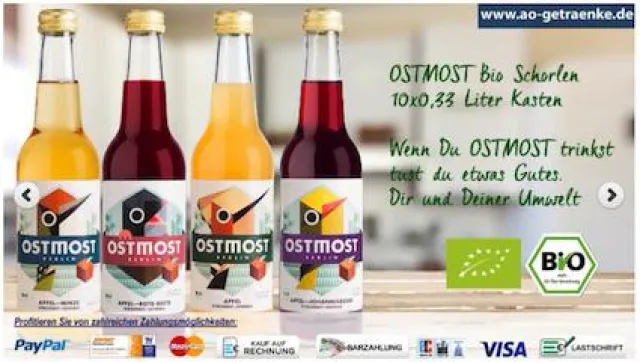 Bild: Den Osten kosten: OSTMOST Bio Schorlen neu beim Getränkelieferservice von A&O Getränke