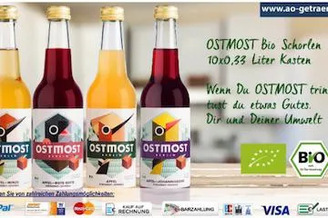 Bild: Den Osten kosten: OSTMOST Bio Schorlen neu beim Getränkelieferservice von A&O Getränke