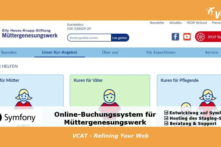 Bild: Symfony Online-Buchungssystem für das Müttergenesungswerk