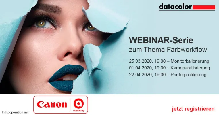 Kostenfreie Webinar-Serie zum Thema Farbworkflow in Kooperation mit der Canon Academy Bild: Kostenfreie Webinar-Serie zum Thema Farbworkflow in Kooperation mit der Canon Academy