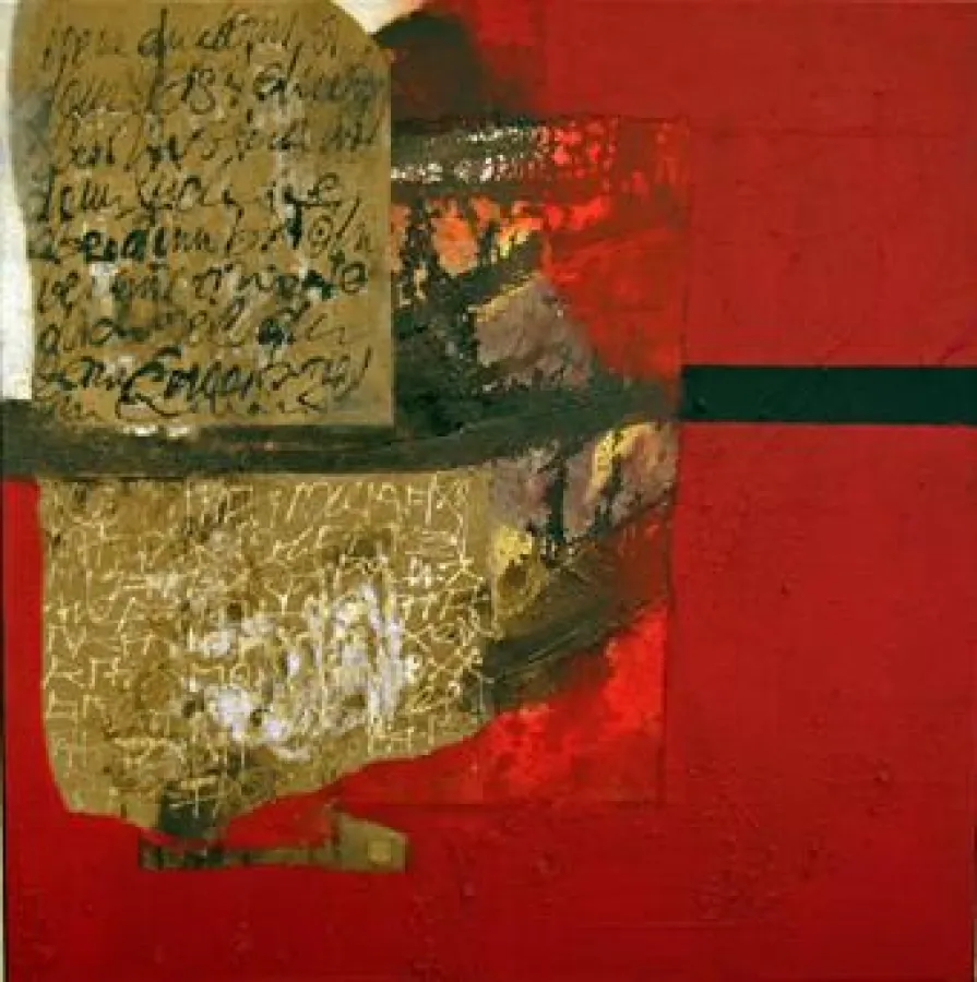 Karneval der Sprache, Acryl-Mischtechnik auf Leinenwand, 60 x 60 cm, 2009