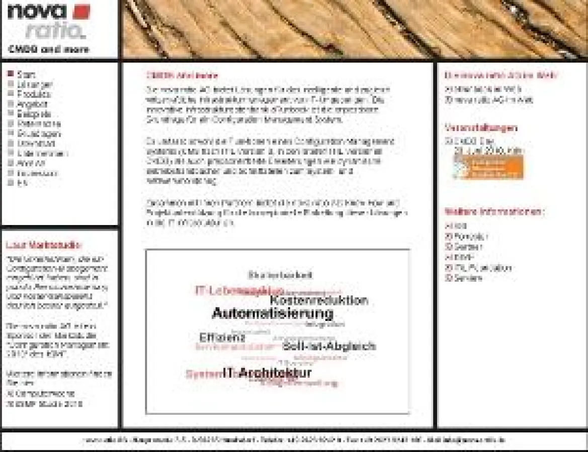 Startseite des nova ratio Internetauftrittes