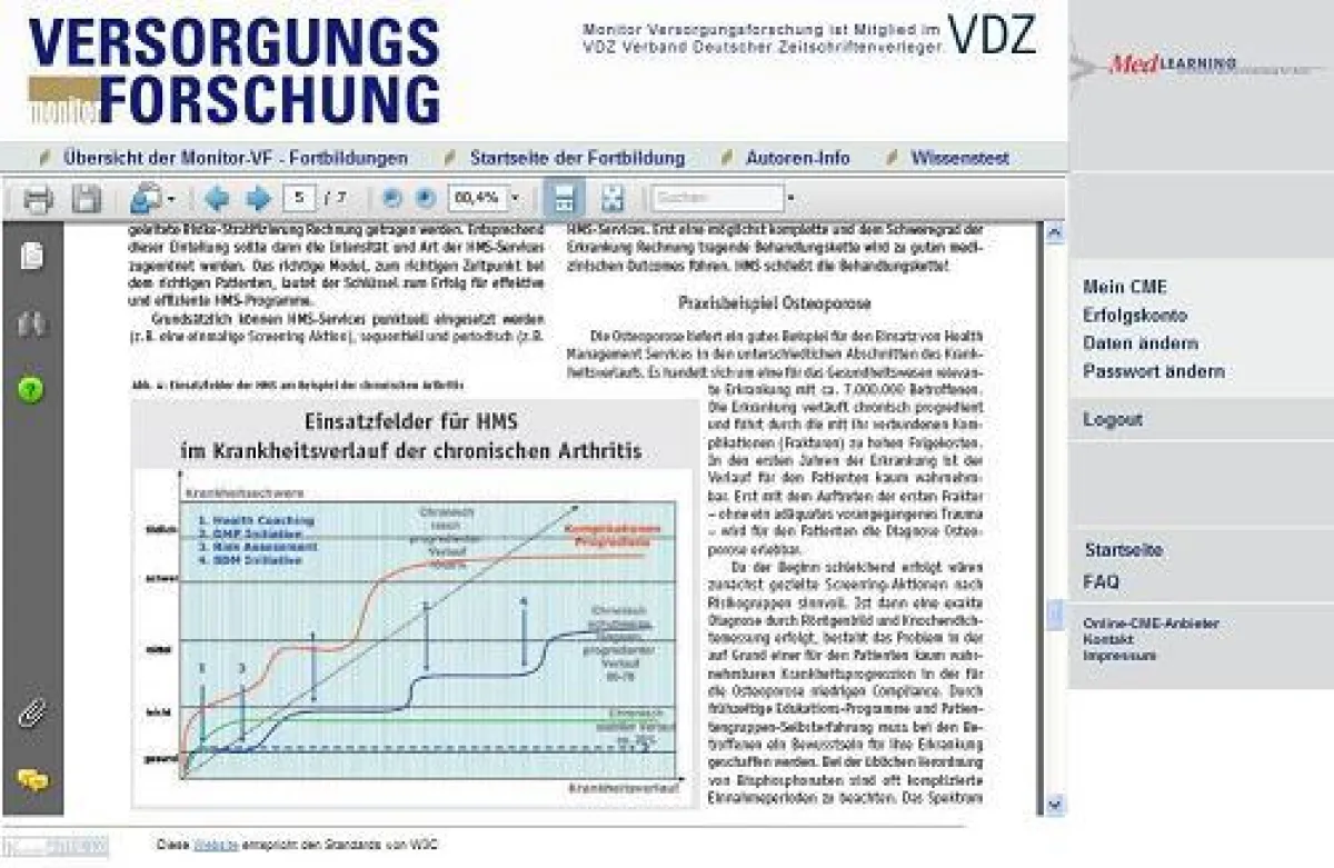 Online-Fortbildung vom Monitor Versorgungsforschung auf www.medlearning.de