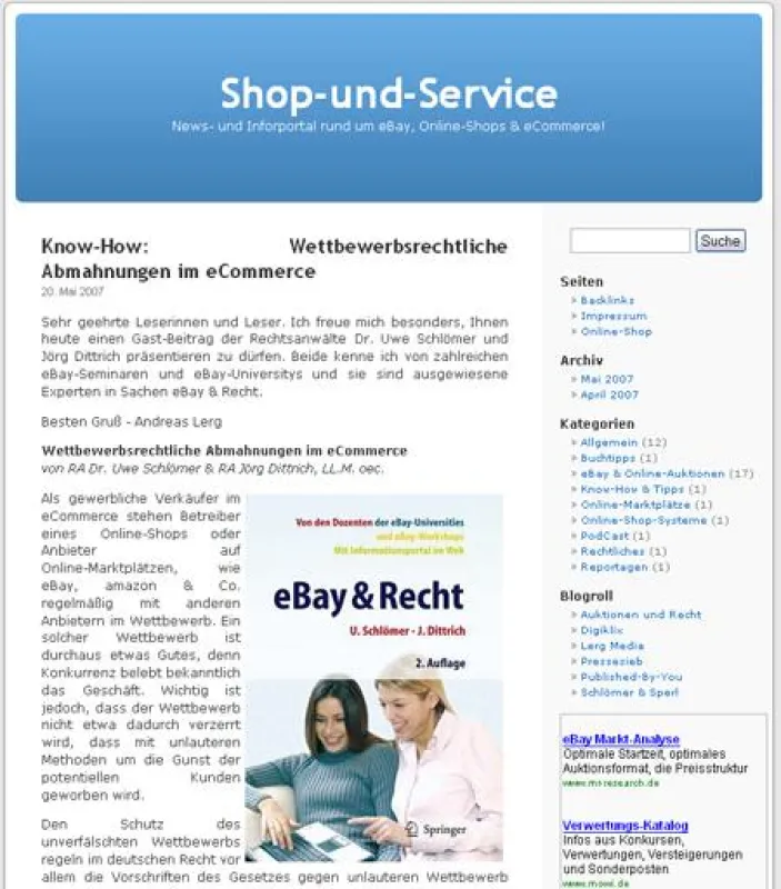 Gast-Beitrag RA Dr. Uwe Schlömer und RA Jörg Dietrich auf Shop-und-Service