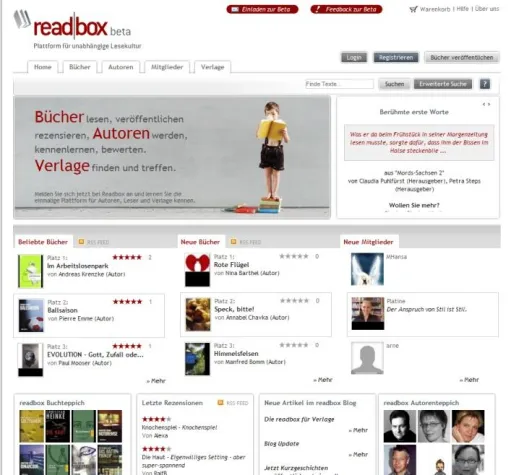 Bild: readbox startet neuen Marktplatz für Autoren, Verlage und Liebhaber unabhängiger Literatur