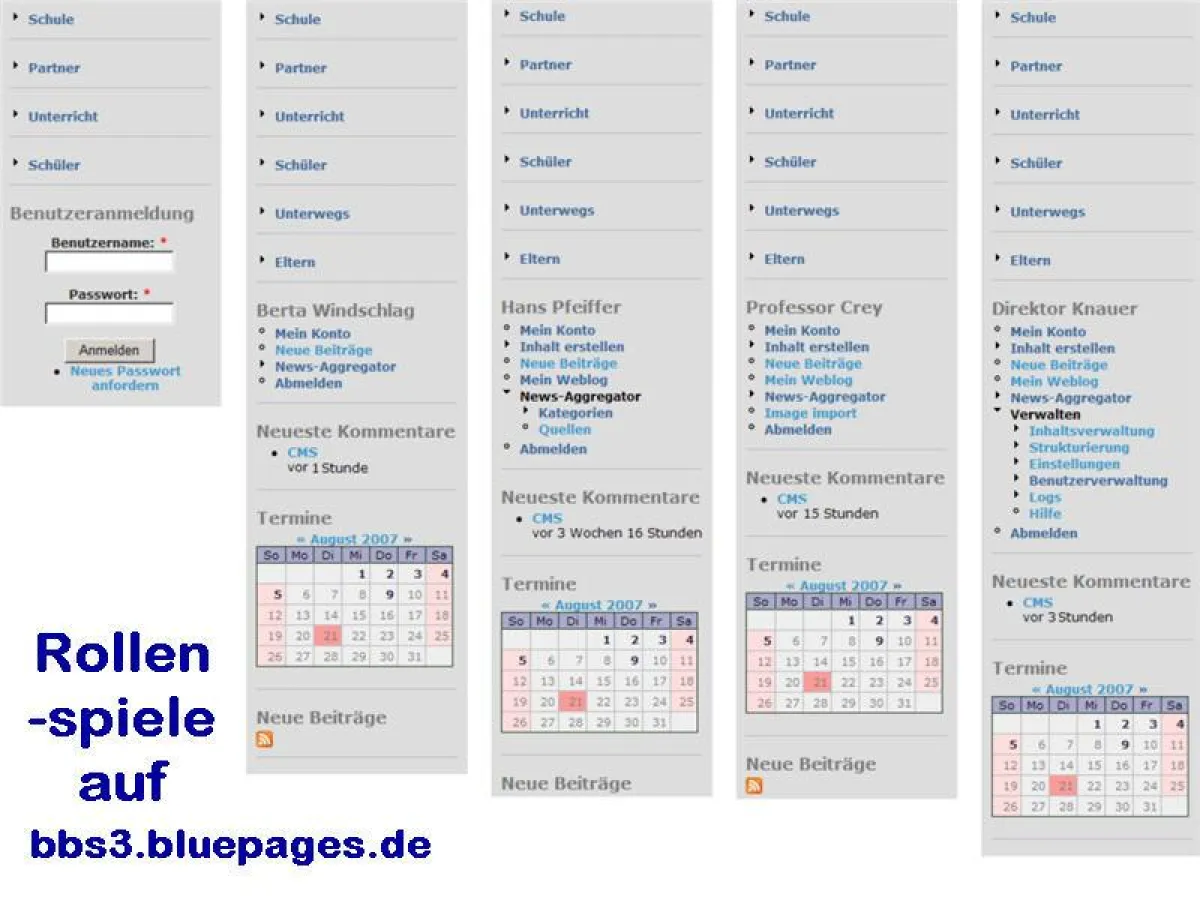Rollen legen die Zugangsberechtigungen fest
