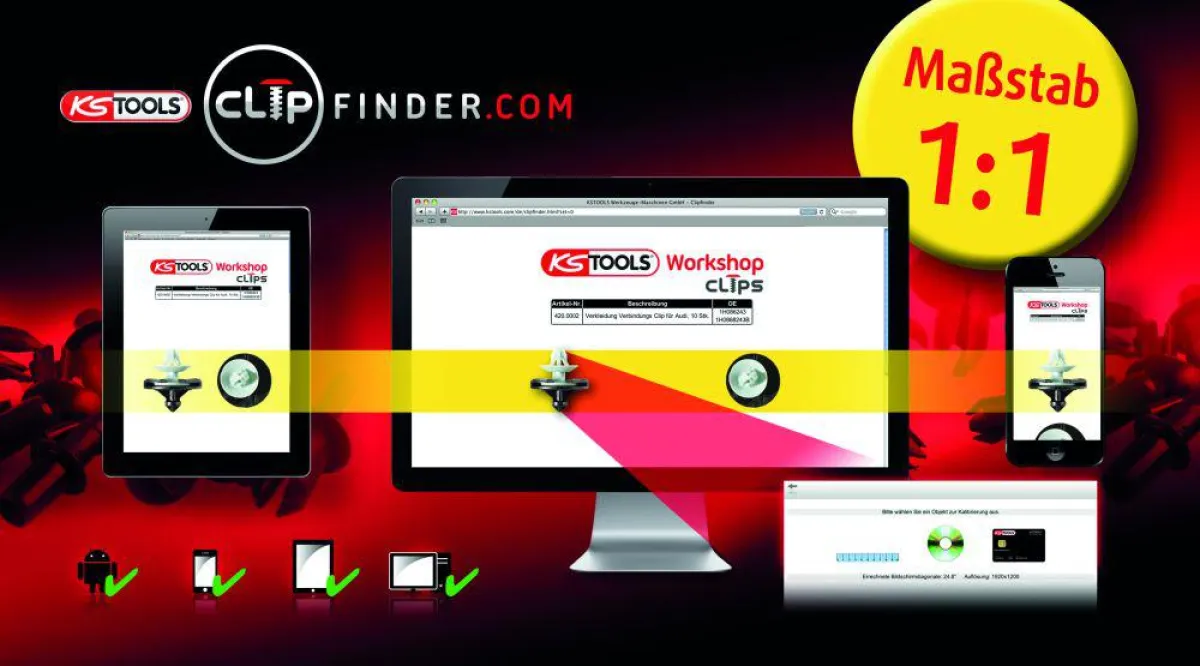 Mit dem Clipfinder lassen sich Clips leicht direkt am Bildschirm identifizieren. Foto: KS Tools.